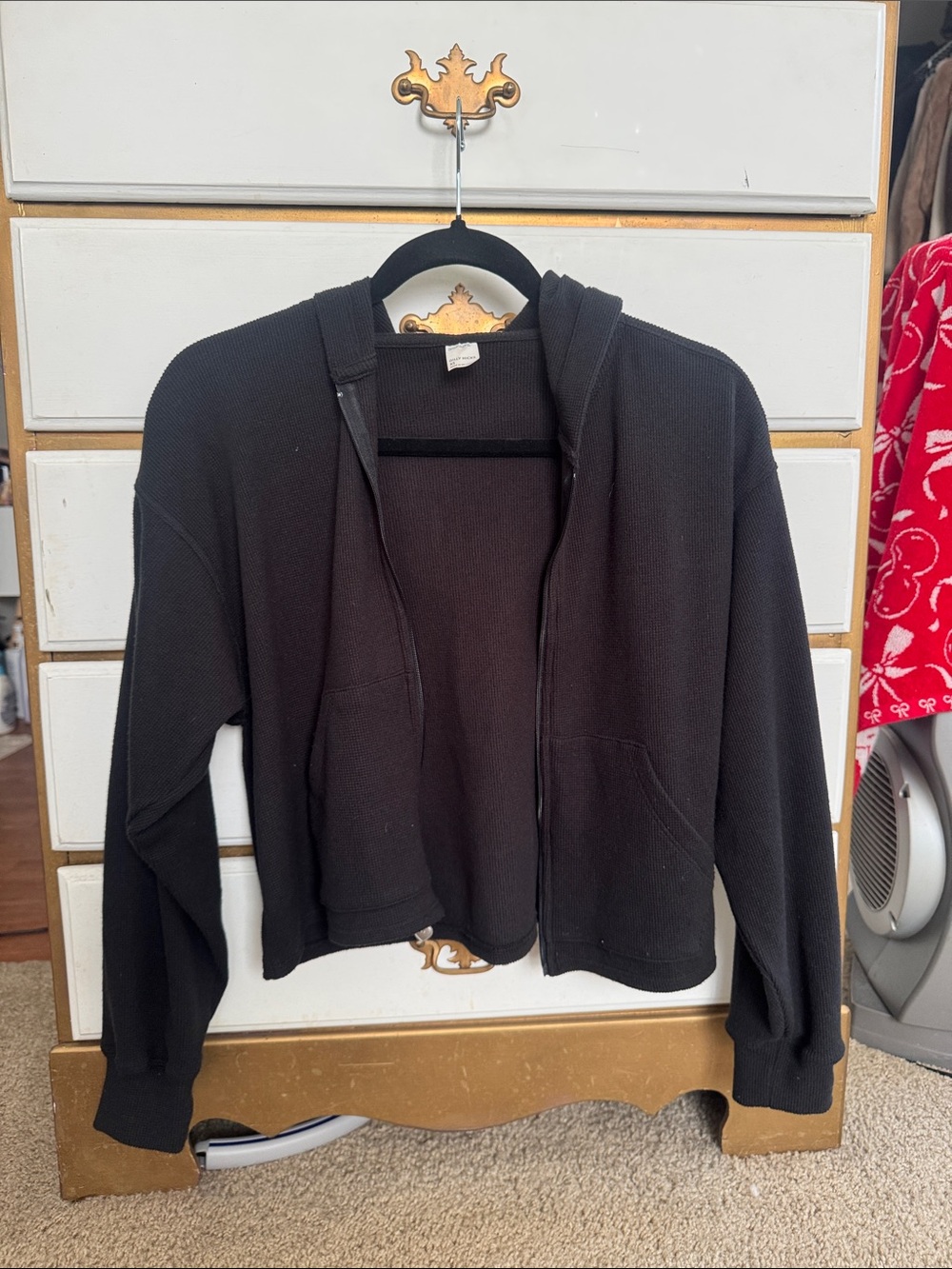 Gilly Hicks Black Waffle-Knit Hooded Jacket